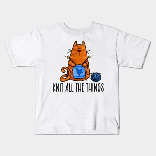 Knit All the Things (Ginger Kitty) Kids T-Shirt